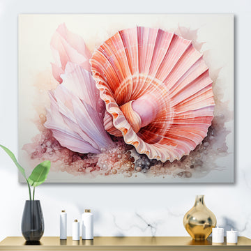 Peach Seashell Serenity - Seashell Large Canvas Wall Art
